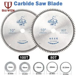Disque de lame de scie pour le travail du bois, roues de coupe circulaires de 250mm, en carbure de bois, pour meuleuse de coupe 80T 100T, 10 pouces, 1 pièce 