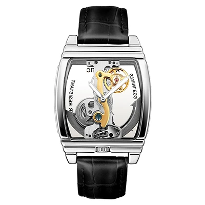 Модные мужские Shenhua автоматические механические часы в стиле стимпанк на кожаном ремешке, Водонепроницаемый часы Montre Homme - Цвет: silver