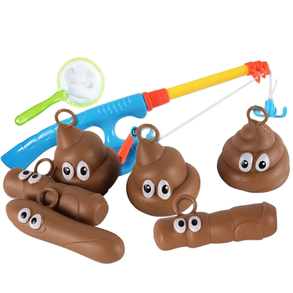 Funny Kids Bath Fishing Game Toy Set Floaters Poo Float Bathing Prank Toys  HTCM 