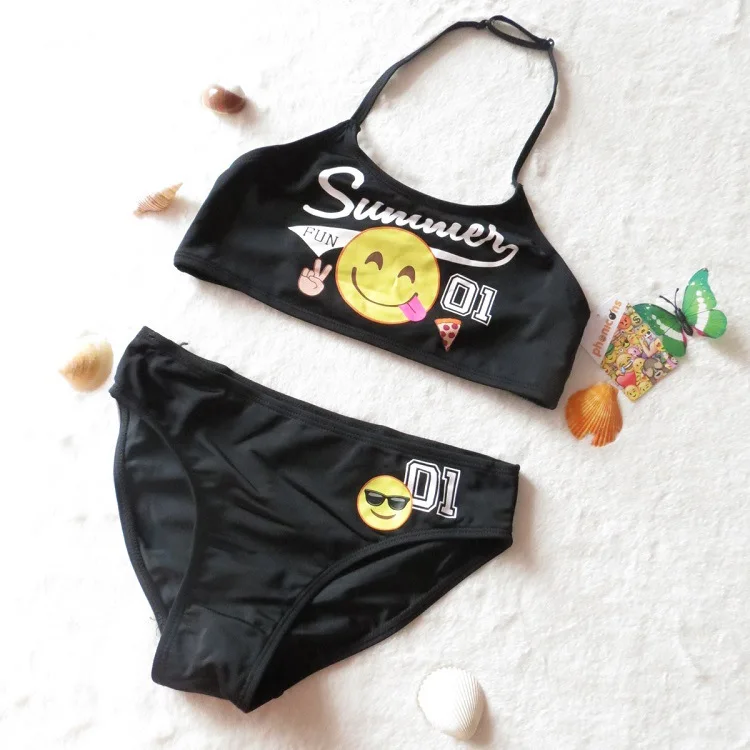 

Children Two-piece Swimsuits Cute Split Type Tour Bathing Suit Smiley-7-13-Year-Old Two-Piece Set Summer Hot Models
