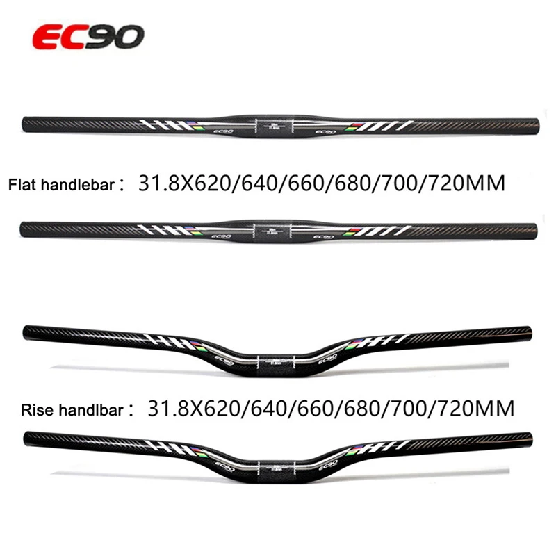 Manillar plano de fibra de carbono para bicicleta de montaña, barra