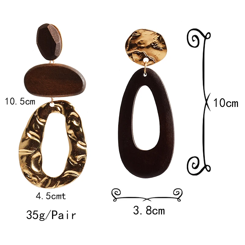 New Arrival Irregularly shaped wooden earring Statement Big Drop Earrings Fashion Trend Fine Jewelry Accessories For Women images - 6