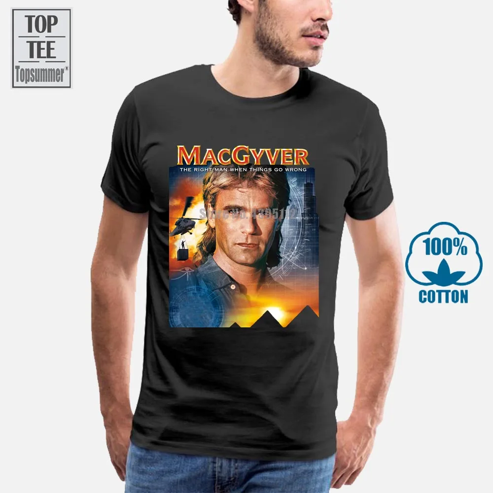 Macgyver V5 R D Anderson постер ТВ сериал футболка черного цвета все размеры от S до 4Xl |
