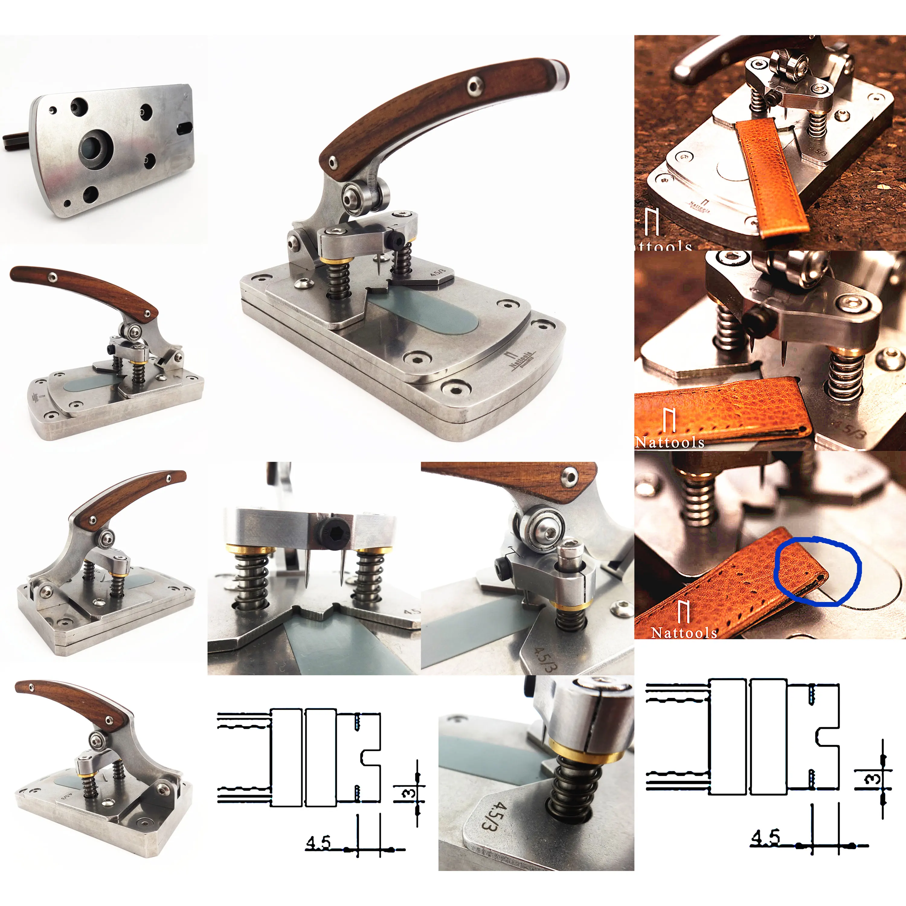 Leather Craft Watch Strap Finishing Ending Hole Making Punch Lock The Suture Press Tool Chisel Edger Groover Creaser Skiver Awl