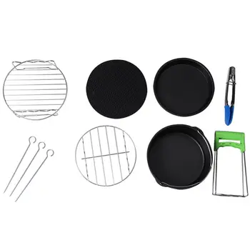 

AD-6Pcs Durable Baking Basket Pizza Plate Air Fryer Accessories For Cooking Kitchen-Black