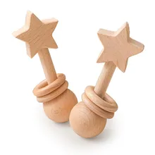 

1pcs Baby Wooden Rattles Wooden Star Rodent Beech Ring Mobile Music Rattle Bpa Free For Boy Girl Montessori Education Toys Gifts