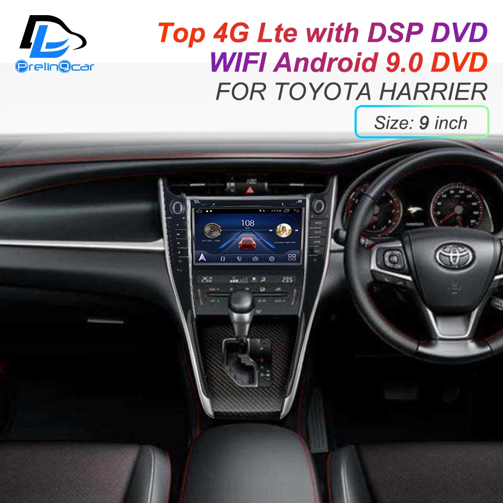 Best IPS touch screen DSP sound Android 9.0 2 DIN 4g Lte radio For TOYOTA Harrier GPS DVD player stereo navigation 1