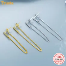 Trustdavis, 925 пробы, серебряные серьги-гвоздики, соединенная цепочка, модное ювелирное изделие, подарок на день рождения дочери, хорошее ювелирное изделие DA232