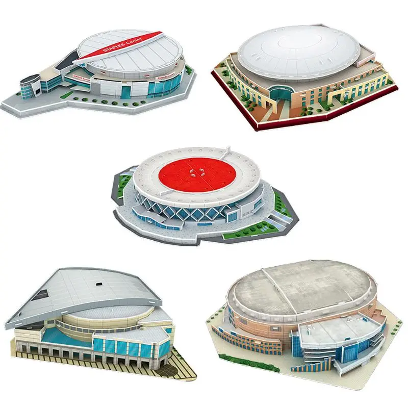 

3D Puzzle Jigsaw World Basketball Court Stadium Playground DIY Assembled Model A2UB