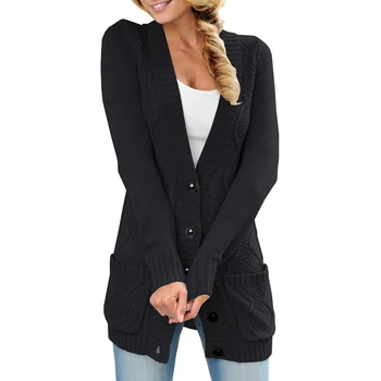 

Umeko Fashion Sweaters Cardigans Women 2020 Autumn Winter Clothes Casual Long Sleeve V-neck Knitted Overcoats Ladies Solid Coats