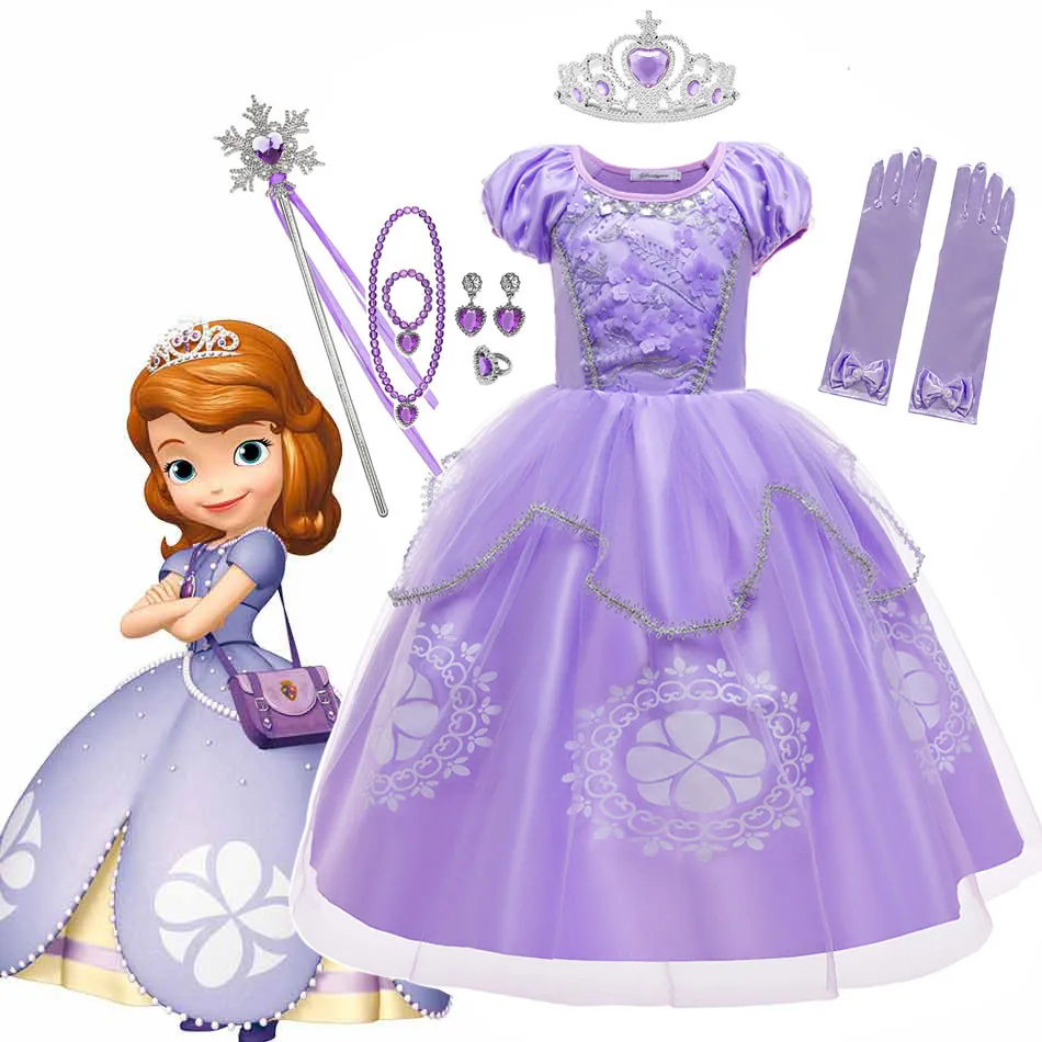 Fancy Princess Sofia Dress Toddler Girl Halloween Sophia Cosplay Party