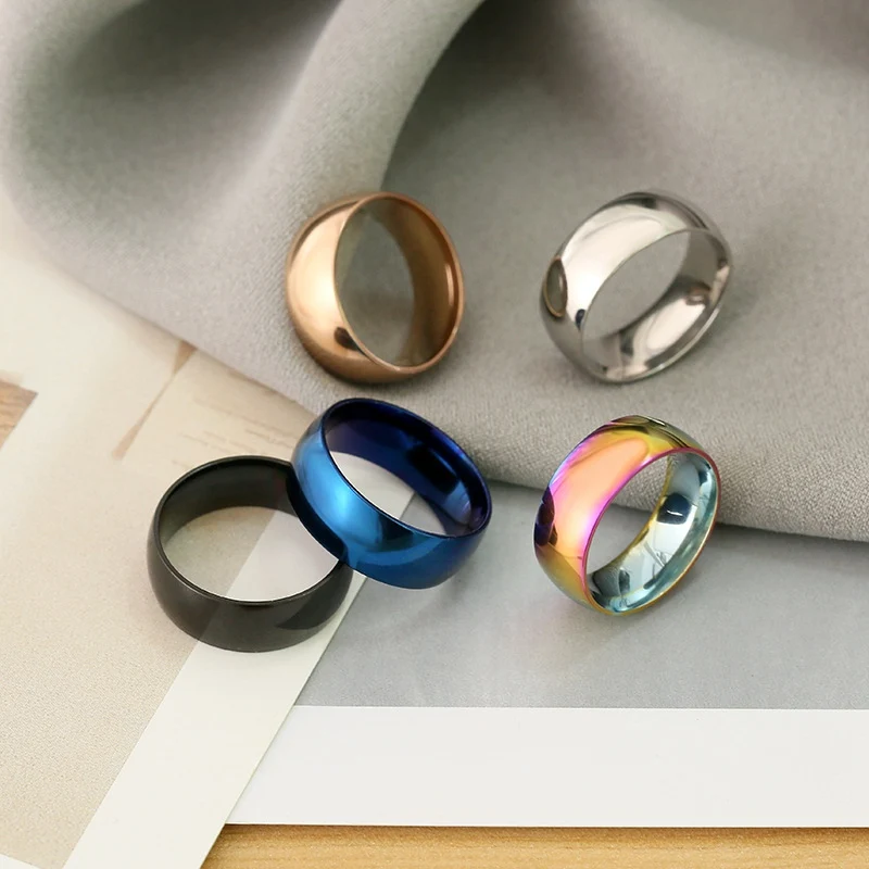 Stainless Steel Ring Retro Unisex 10mm Gold Silver Color Classic For Women Men Vintage Fashion Jewelry Gifts Party WC083