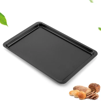 

1pc Carbon Steel Non-stick Barbecue Plate Pizza Tray Rectangular Tray Baking Tool 37x25.5x1.7cm