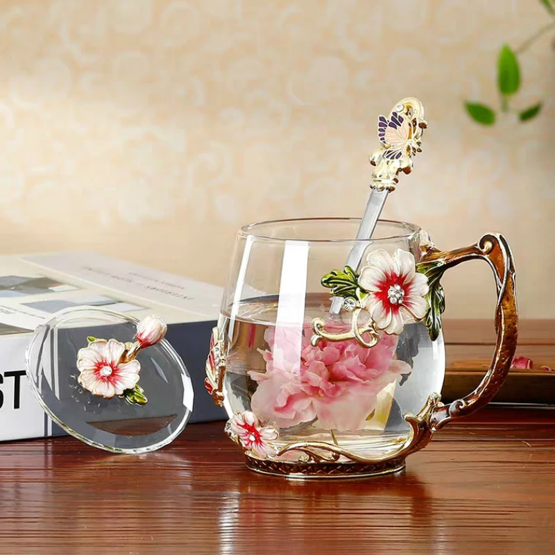 2 Pieces Pack 130ml Clear Tea Cups Fish Scale Heat Resistant Small Glass  Tea Cups Mugs With Tin Flower Decor - Glass - AliExpress