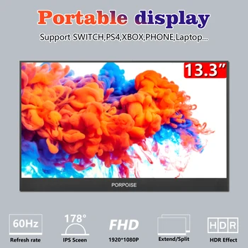 

PORPOISE 13.3“ USB 3.1 Type-C touch screen portable monitor for Ps4 Switch Xbox Huawei phone gaming monitor Laptop LCD display