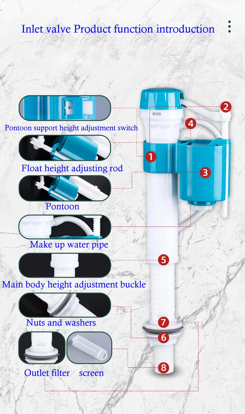 Description Picture 3 of itemGeneral Toilet Water Tank Accessories, Water Inlet Valve, Flush Tank, Drainage Toilet Water Supply Device