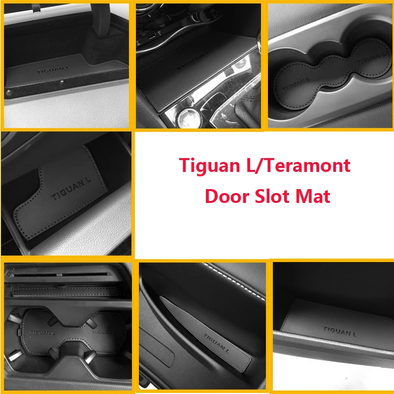 

Leather door slot pad Interior modified anti-slip mat Storage mat For 2017 Volkswagen Tiguan L Door Slot Mat
