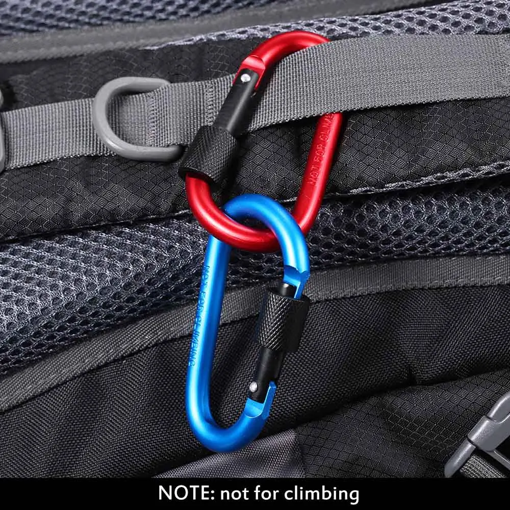 

10Pc Aluminum Carabiner D-Ring Key Chain Clip Outdoor Backpack Hanging D Shape Buckle Hook Climbing Keychain Rings Travel Kit