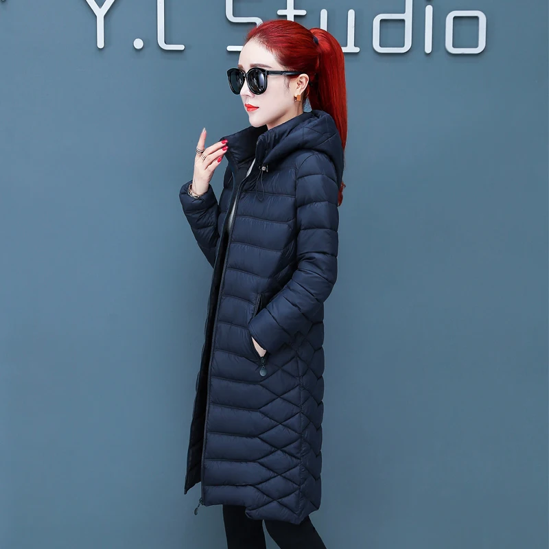 Повседневная зимняя куртка женская однотонная 4 цвета с капюшоном женская верхняя одежда парка длинное стеганое пальто Mujer Invierno