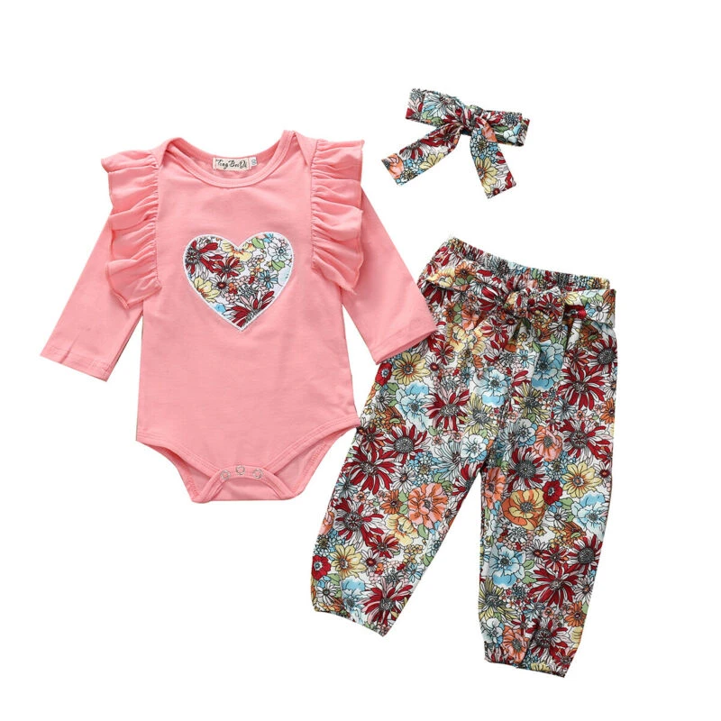 paraguas Sinis mayor Ropa Para niña recién nacida 2019 moda para niñas 3 uds conjunto de trajes  de estampado Floral conjunto de chico con volantes pantalones Bodysuit  diademas ropa de bebé|set de ropa| - AliExpress