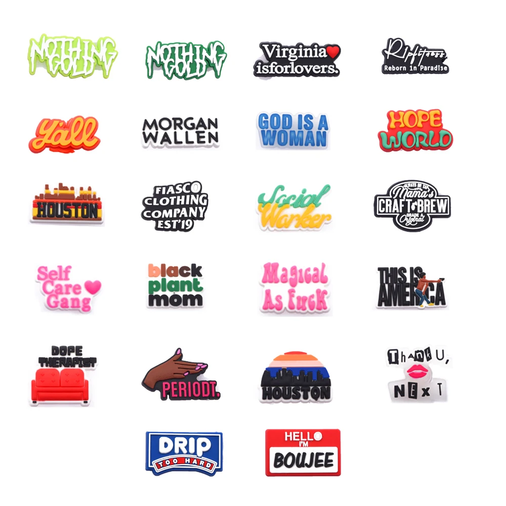 

1 шт. крутой слоган ПВХ Кроксы амулеты Перидот Хьюстон аксессуары для обуви Jibz для сабо сандалии наручные украшения унисекс подарок