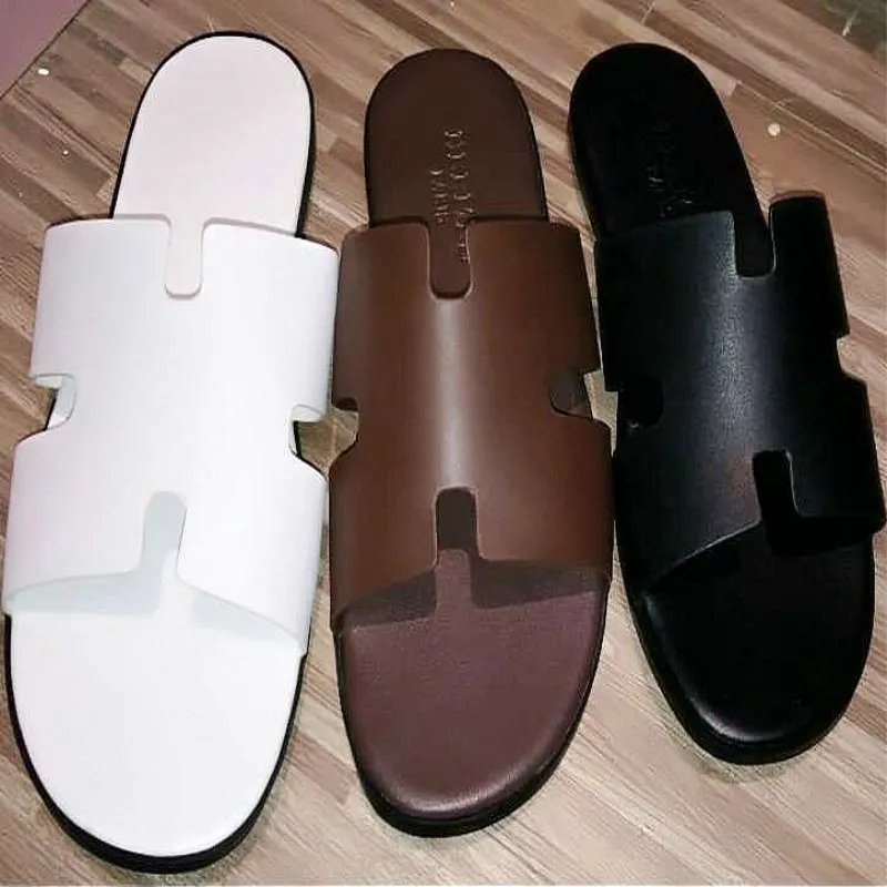 

2019 Summer MEN'S Sandals Outdoor Slipper A- line Slippers Genuine Leather Sandals Large Size Anti-slip H Slipper