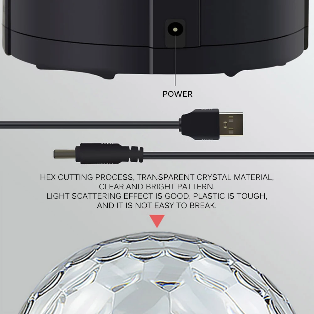 Светодиодный кристаллисветильник волшебный вращающийся шар s Mini RGB