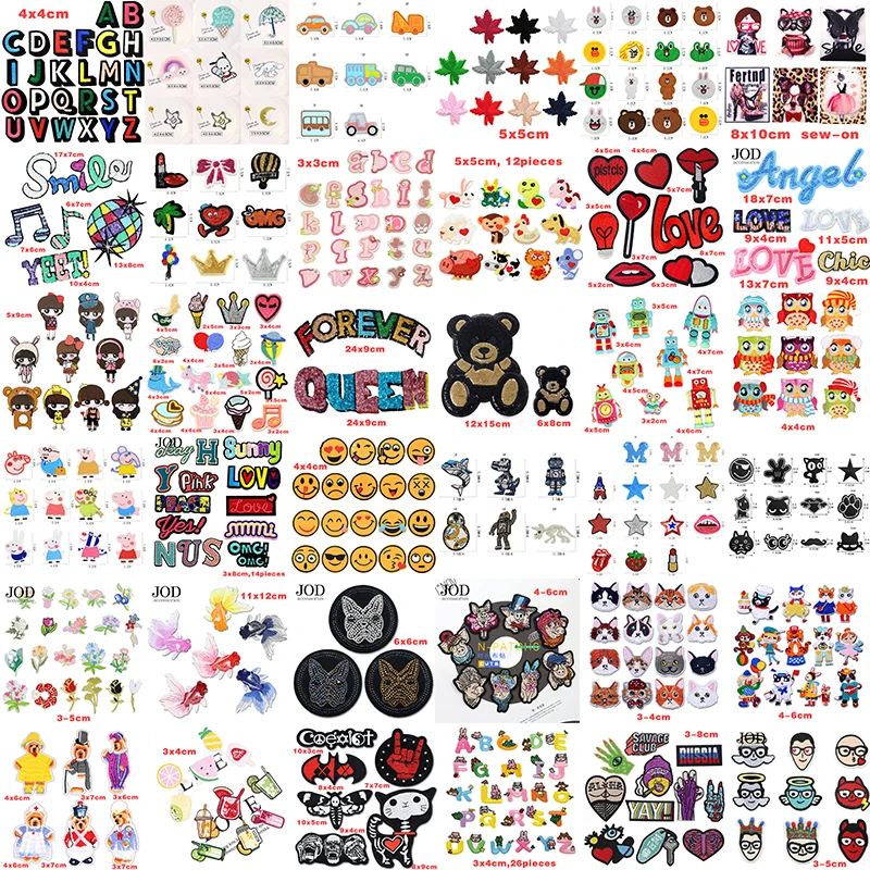 (46style) Mixed Embroidery Animal Sequin Patch Iron on Stripes for Clothing Children Accessories Applique Stickers Cloth Badges | Дом и сад