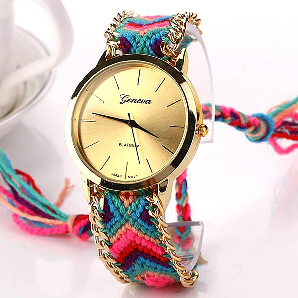 

Ethnic-Style Weaving Quartz Watch Hot Sales WOMEN'S Bracelet Watch Europe And America Delicacy Handmade DIY Watch
