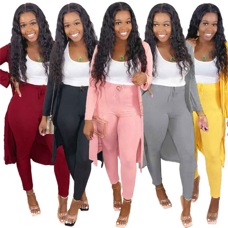 

Two Piece Set Women Tops And Pants Spring Autumn Sets Womens Outfits 2020 Long Cardigan Pants Legging Set Ropa Mujer ододи