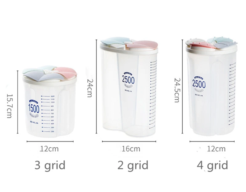 2/3/4 сетки отдельные прозрачный хранения зерна бутылки бытовые кухонные влагостойкий запечатанные банки сухой контейнер для крупы