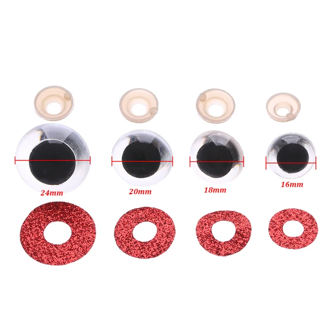 Hot Sale 16/18/20/24mm Findings Stuffed Toys Nonwovens Hard Washer Glitter Safety Eyes Clear Plush Doll Round Plastic 10Pc/Set 5