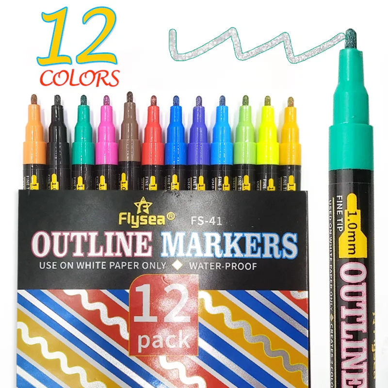 12-Pack Colored Fine Tip Drawing Pens for drawing painting