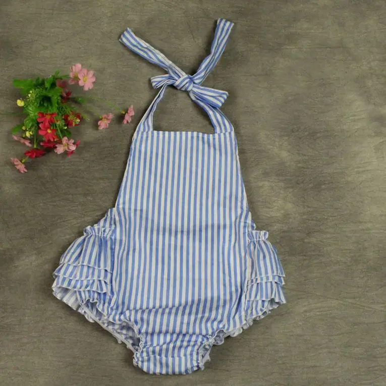 Cherry Polka Dot Striped Ruffled Baby Girls Sunsuit Romper Flower Clothing Set Kids Jumpsuit Cotton Chevron Rompers Photo Props Baby Bodysuits for boy