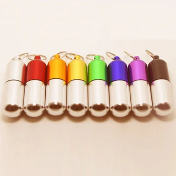

Aluminum alloy bottle keychain round first aid box waterproof sealing drug container
