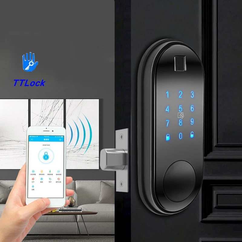 Smart Lock Keyless Electronic Bluetooth TTlock Biometric Fingerprint Keys IC Card Touch Screen Keypad Auto Lock APP Control