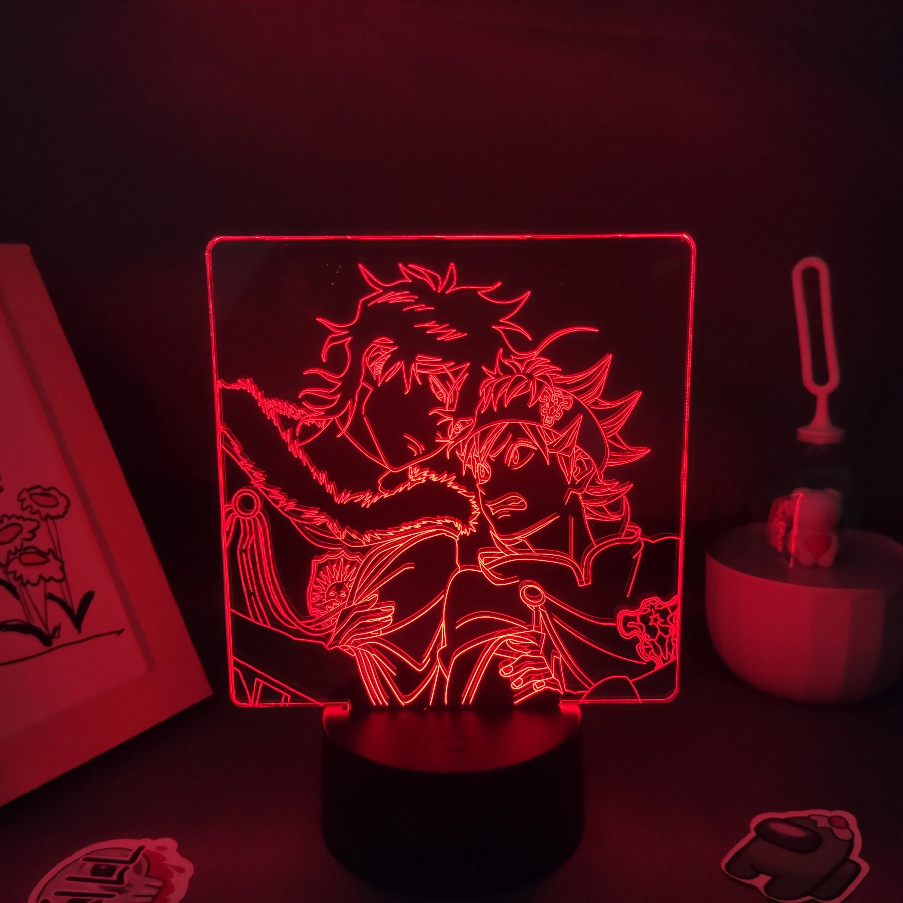 

Asta & Yuno Grinbellor 3D LED Lamp RGB USB Battery Powered Night Lights Bedroom Black Clover Anime Figures Manga Decoration
