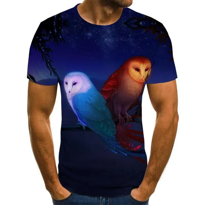 2021 summer new style 3D printing birds men's and women's casual T-shirt fashion trend young handsome T-shirt top 2021 summer new style 3D printing birds men's and women's casual T-shirt fashion trend young handsome T-shirt top