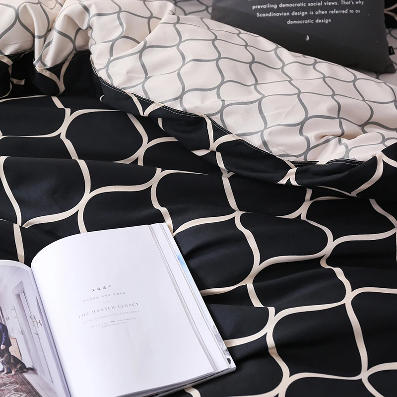 Роскошные постельные принадлежности набор супер ковровое покрытие наборы 3 шт. мраморный один Ласточка Королева Размер черное одеяло постельное белье хлопок 200x200 см