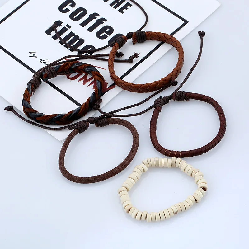 

Vintage Leather Jewelry Sets Leather Cuff Bangles Bracelets Sets Jewelry