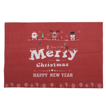 

6Pcs Christmas Mat Placemat Dining Table Mat Home Xmas Dinner Decor PVC Coffee Cup Bowl Mat