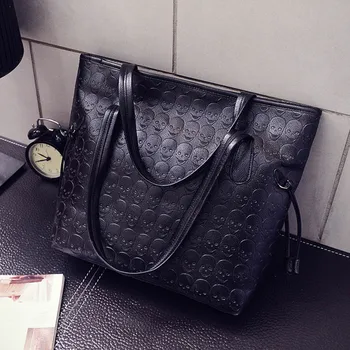 

Durable Handbags Women Fashion Handbag Retro Skeleton Embossing Shoulder Bag Large Tote Purse carteras mujer de hombroy bolsos