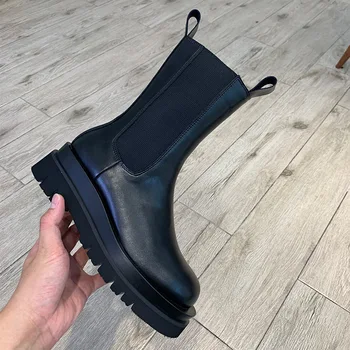 

boots, women's spring and autumn single boots, thick soled Martin boots, British Wind medium pipe, BV boots, large