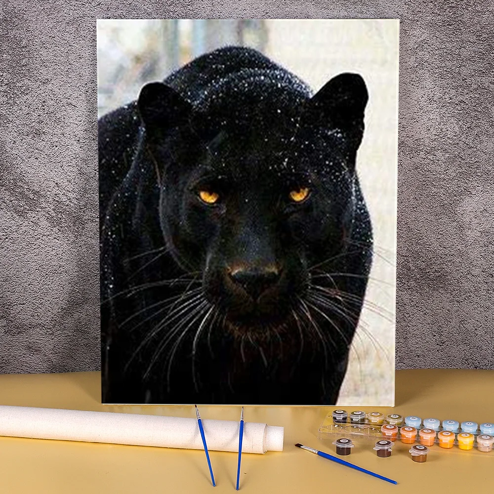 gewoon melk Higgins Animal Black Panther Diy Schilderij Van Nummers Pakket Olieverf 50*70  Canvas Schilderij Decoratieve Schilderijen Voor Handwerk|Schilderen op  nummer| - AliExpress