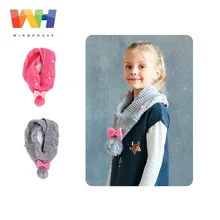 Зимний детский шарф из Южной Кореи с треугольным вырезом; теплый шарф с милым бантом для девочек; теплый вязаный шарф; сезон осень-зима