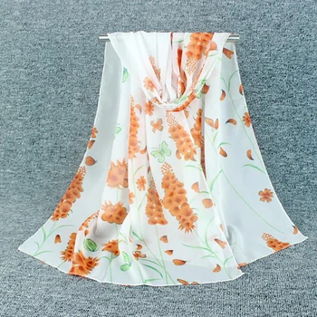 

Summer Women Beach Scarf Fashion Filmy Chiffon Scarf Spring Summer Sunscreen Female Scarves Wrap Flower Shawl For Ladies