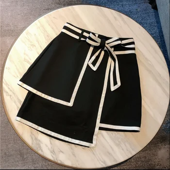 

Women Skirt 2020 Spring Summer New Contrast Color Irregular Skirt Slimming Lady's Black and White Short Mini Skirts High Waist
