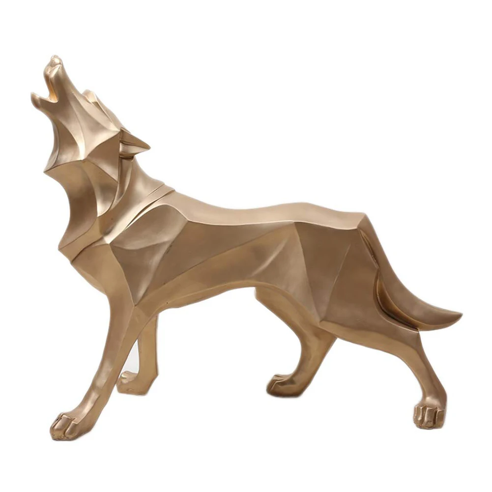

Nordic Style Resin Wolf Statue Handmade Crafts Standing Wolf Model Living Room Car Desk Animal Wolf Ornaments Decorations