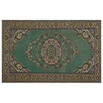 

Handmade Green Vintage Overdyed Turkish Area Rug 186x292 Cm-6'1''X9'7''