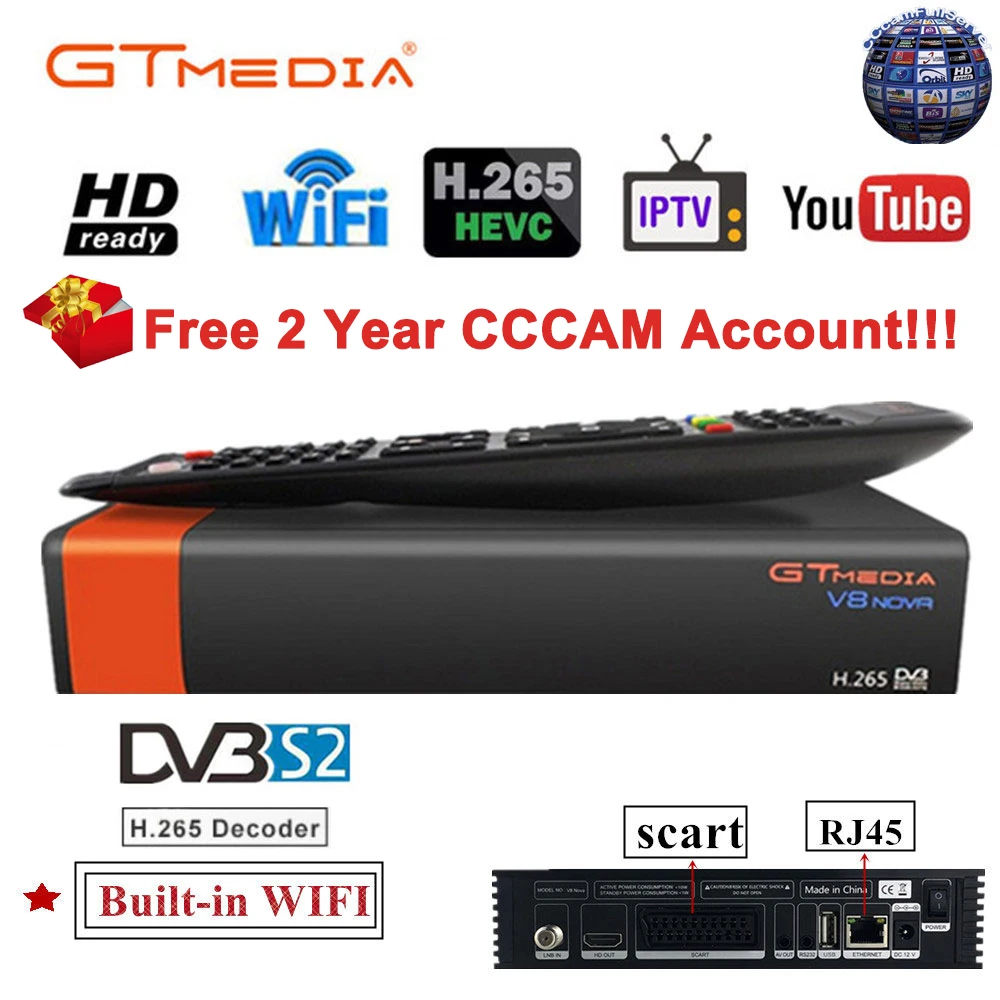 GTMedia V8 Nova Full HD DVB-S2 спутниковый ресивер Встроенный WiFi Поддержка Европа Испания 7 кабельных линий Смарт Цифровой же V8 Nova